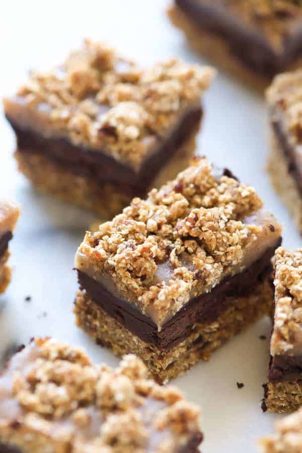 No Bake Salted Caramel Chocolate Oat Bars (Gluten-Free)