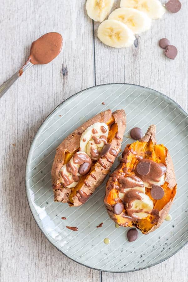 Nutella Banana Sweet Potato Boats