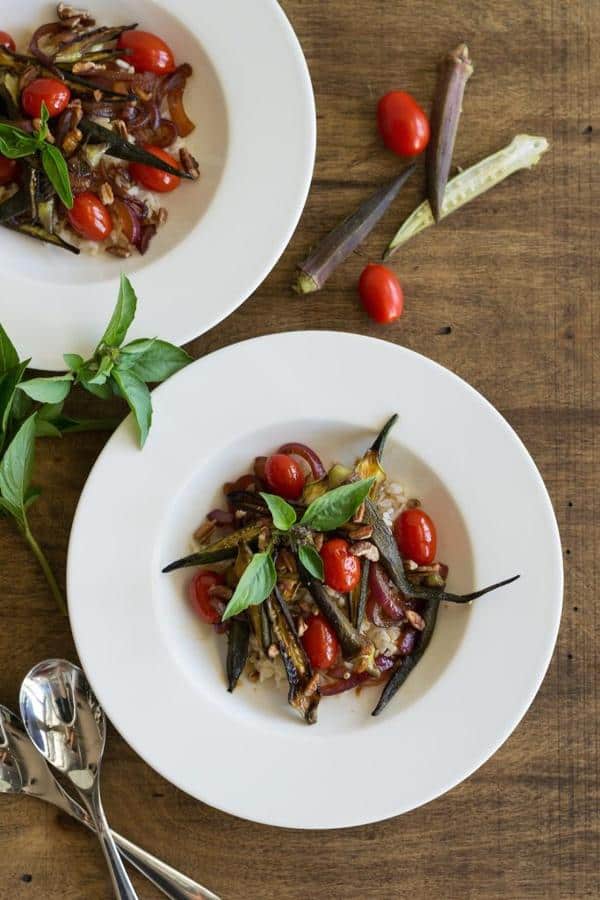 Okra and Cherry Tomato Stir-Fry for Two