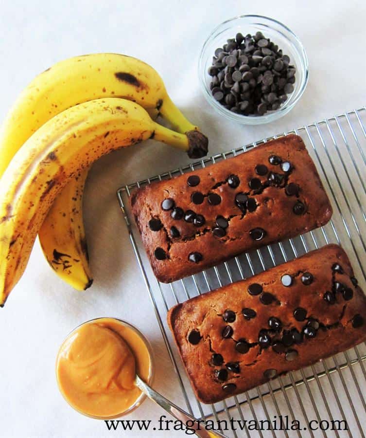 Peanut Butter Banana Chocolate Chip Bread