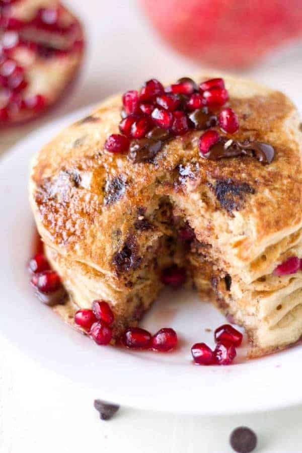 Pomegranate Chocolate Chip Pancakes