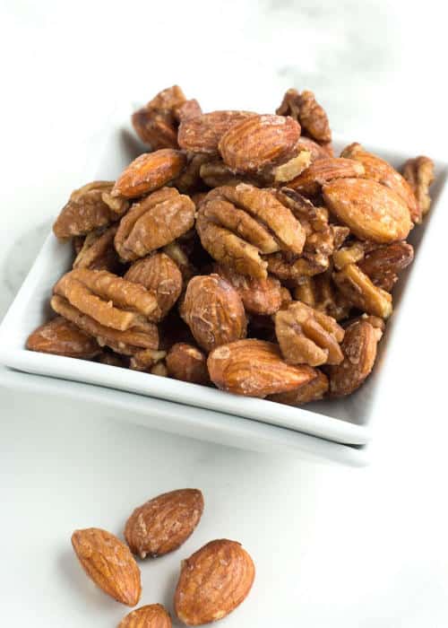 Quick Maple Candied Pecans and Almonds