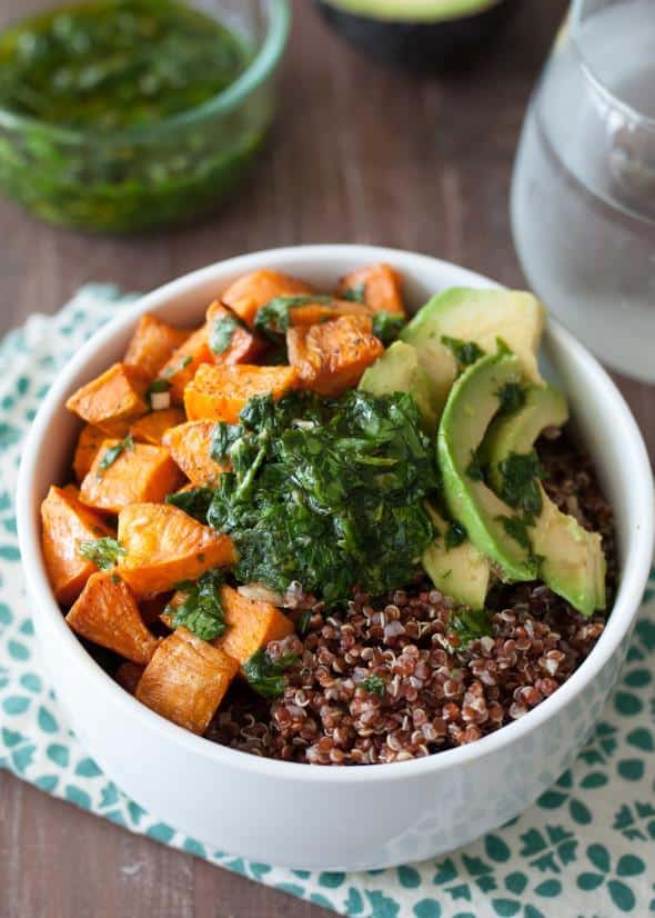 Quinoa and Sweet Potato Bowl with Chimichurri