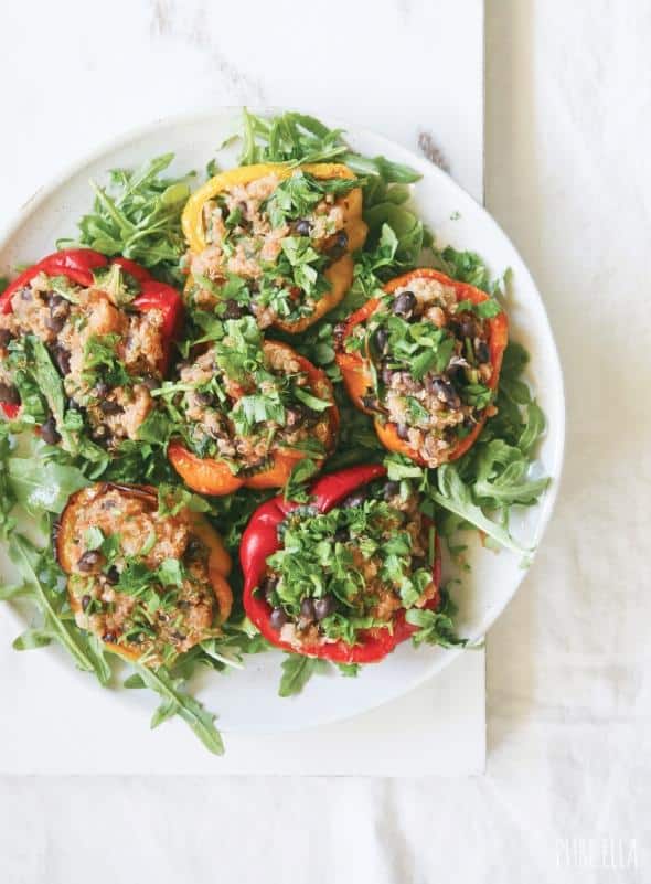 Quinoa Black Bean Roasted Bell Peppers