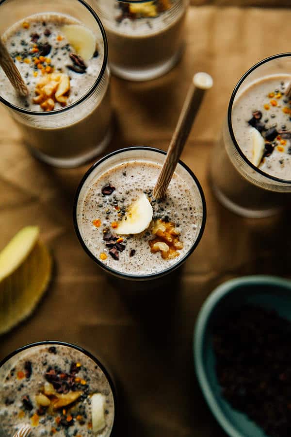 Raw Banana Bread Shakes with Walnut Milk