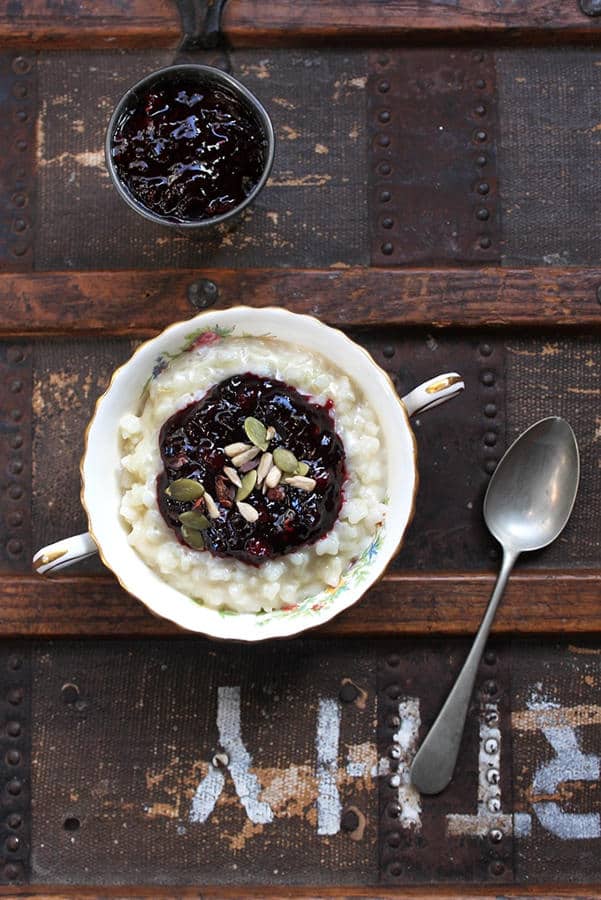 Rice Pudding with Winter Spiced Berry Compote