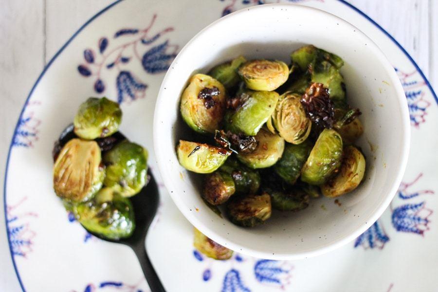 Roasted Brussels Sprouts with Sweet Curried Fig Sauce