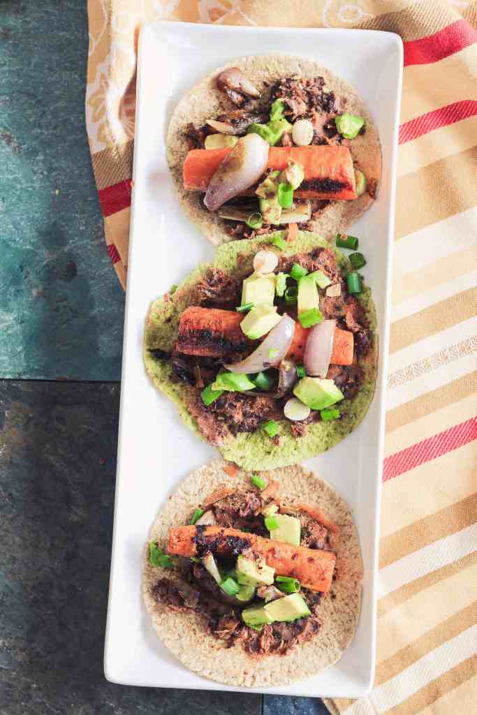 Roasted Carrot Tacos with Black Beans and Lime