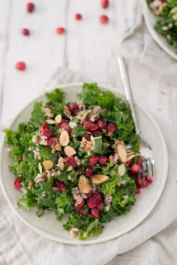 Roasted Cranberry, Wild Rice and Kale Salad