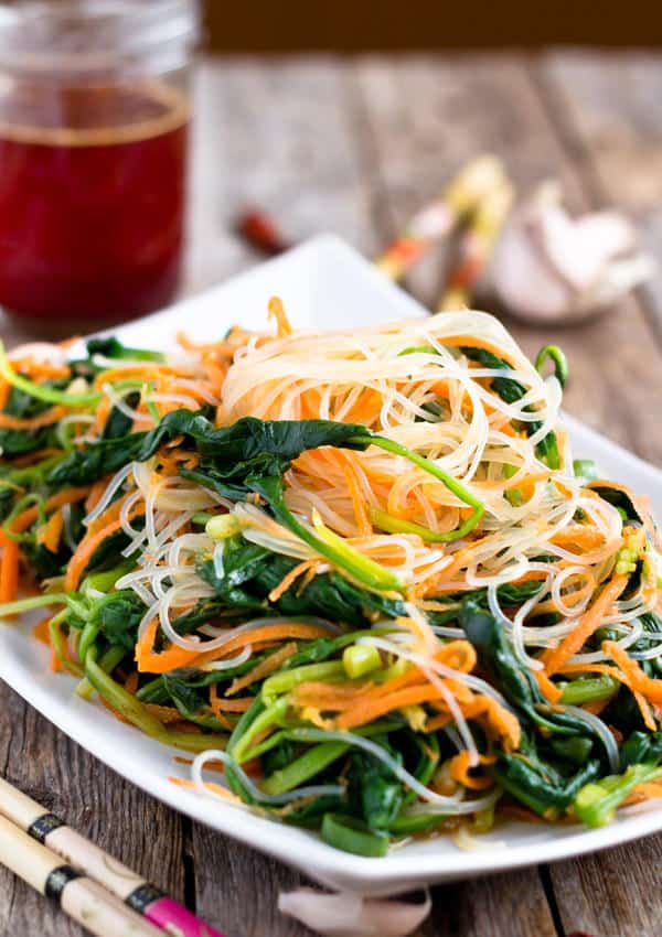 Spinach Carrot and Glass Noodle Salad