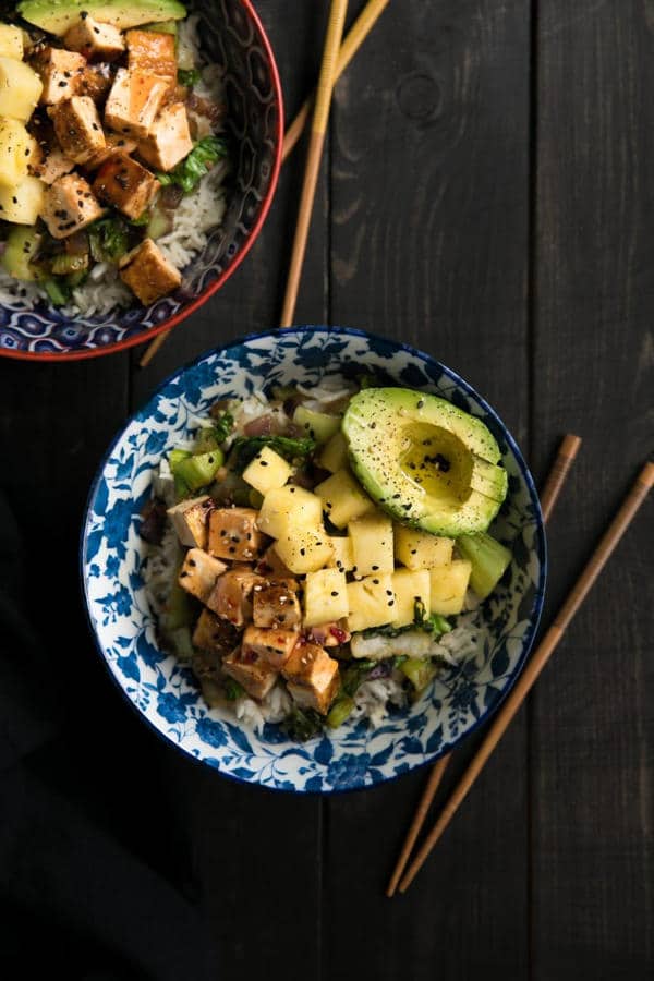 Sweet Chili Tofu Bowls with Coconut Rice and Bok Choy