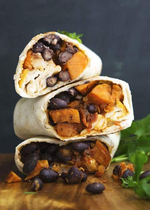 Sweet Potato and Black Bean Breakfast Burritos