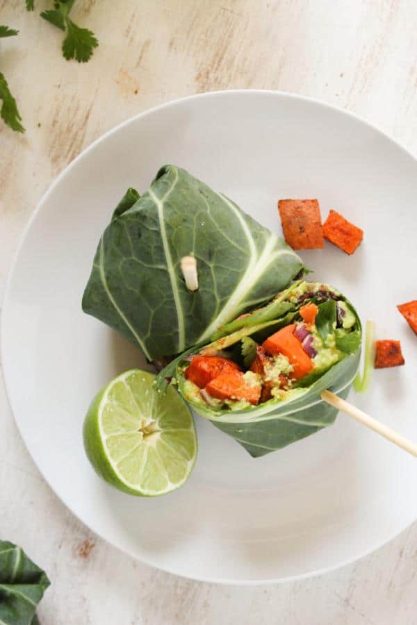 Sweet Potato Black Bean Collard Wraps