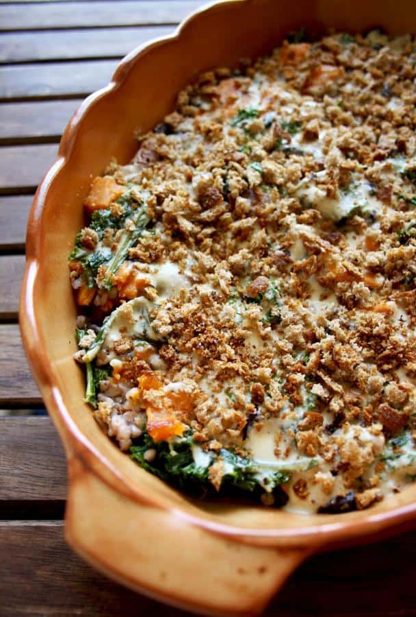 Sweet Potato Casserole with Black Beans, Kale and Buckwheat