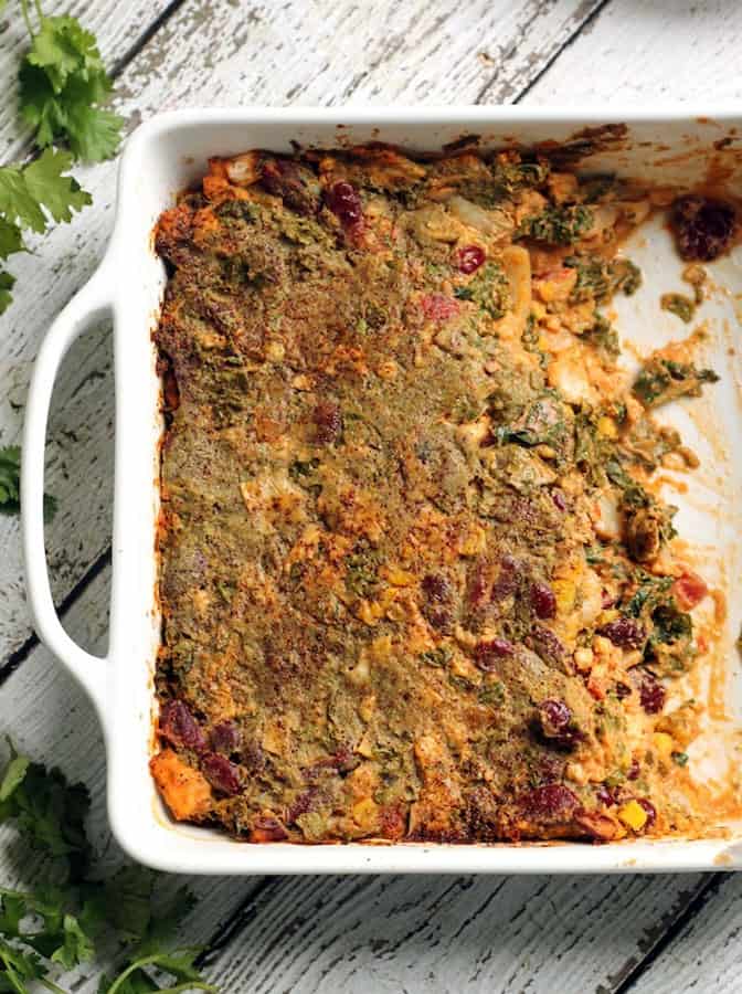 Tempeh and Kale Enchilada Casserole