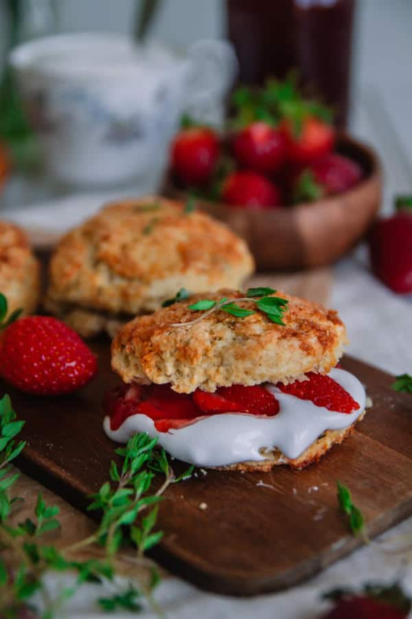 Thyme Scones with Strawberry Jam