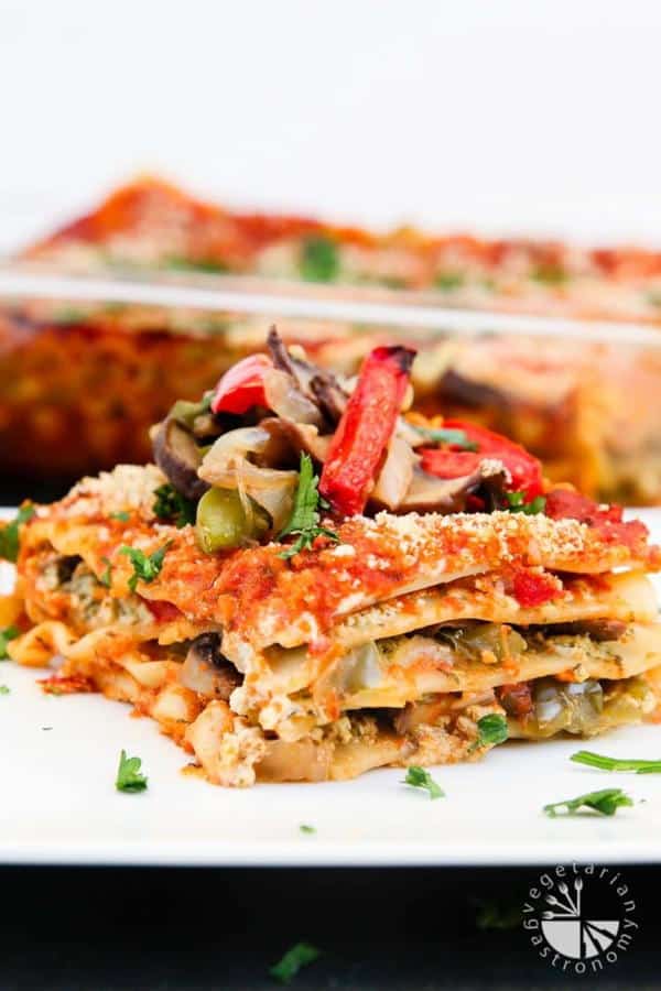 Vegan Lasagna with Roasted Veggies and Garlic Herb Ricotta