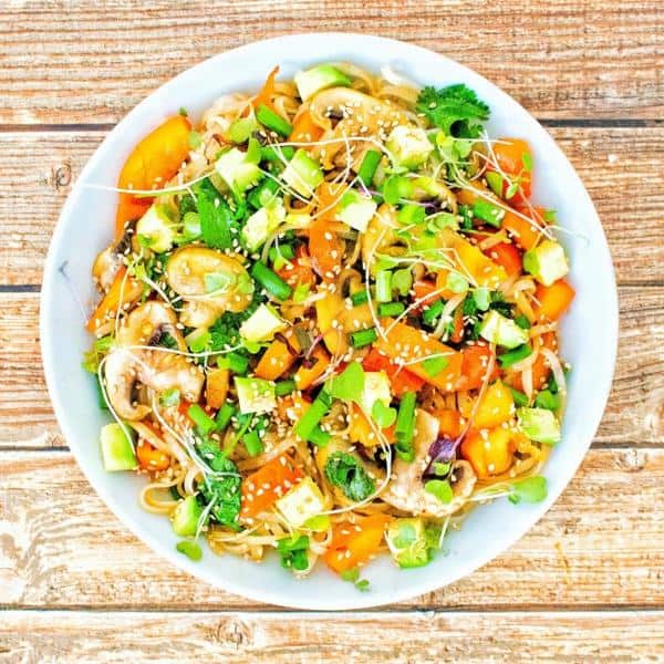 Vegetarian Rainbow Pad Thai Stir-Fry