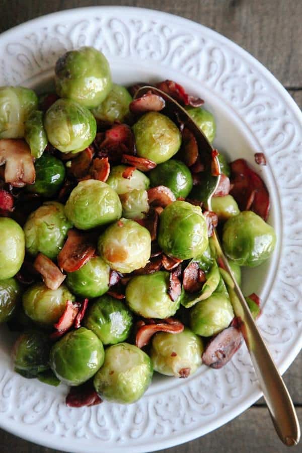 Brussels Sprouts with Mushroom "Bacon"