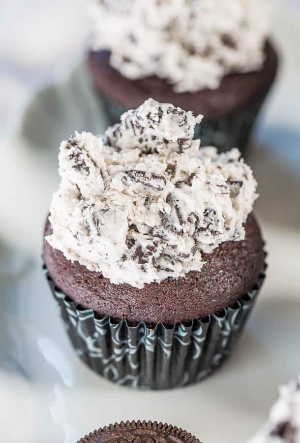 Chocolate Cupcakes with Cookies and Cream Frosting