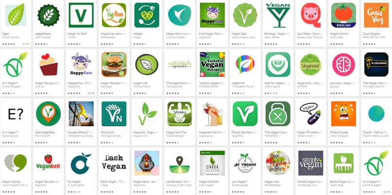 Selection of vegan apps