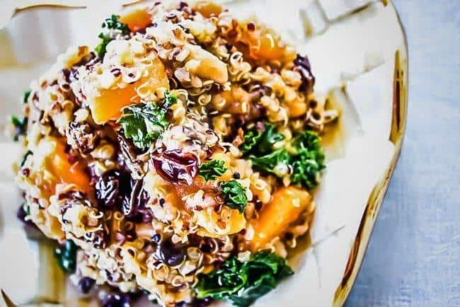 Kale, Raisin, Mushroom and Sweet Potato Quinoa