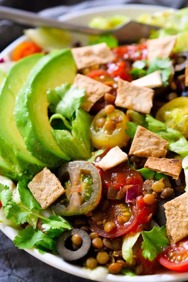 Taco Salad with Lentils