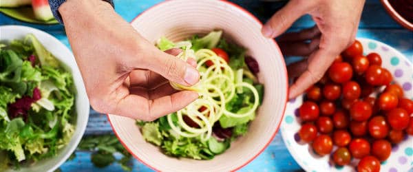 Buddha bowl being prepared