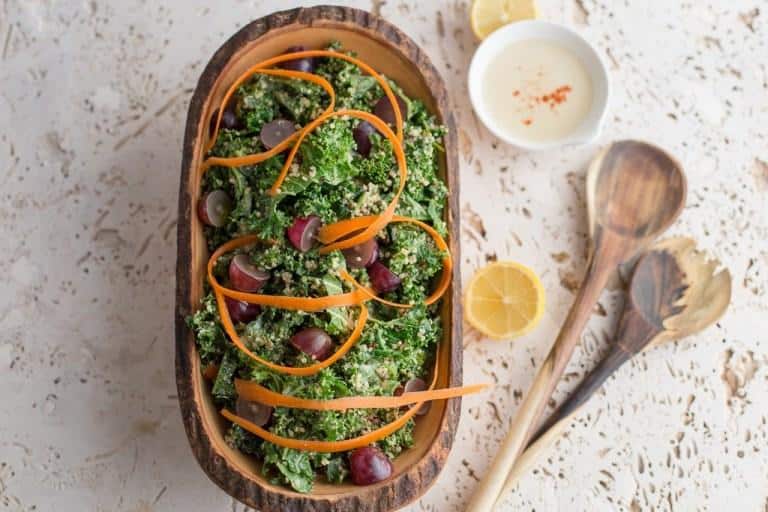 Dilly Kale and Quinoa Salad with Easy Hummus Dressing