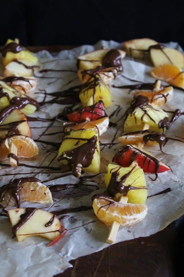 Fruit Kebabs with Chocolate