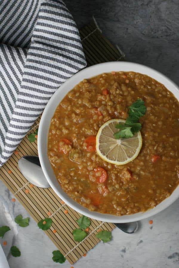 Lemon Coconut Lentil Soup