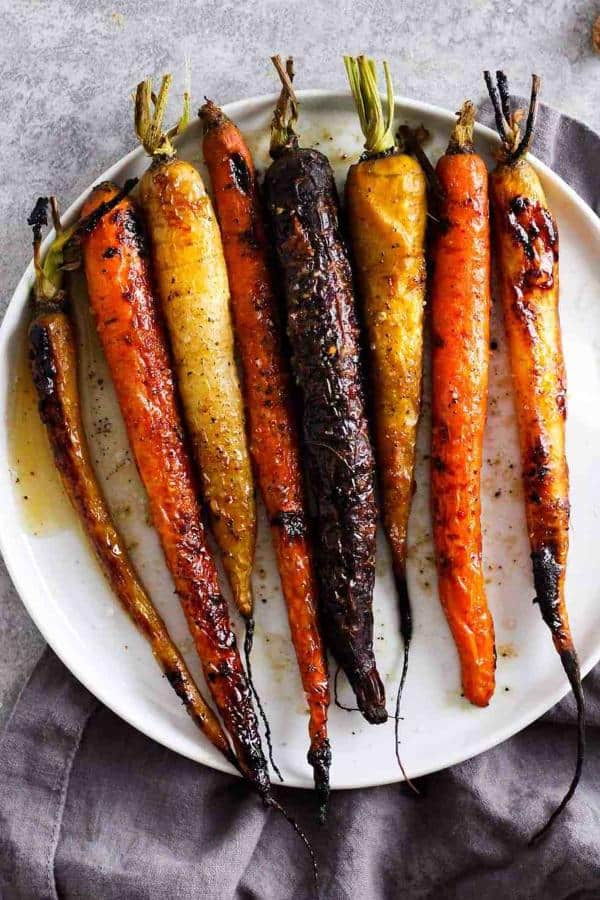 Maple Ginger Roasted Rainbow Carrots