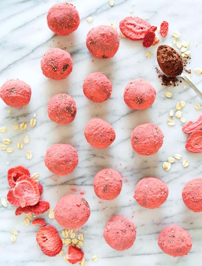 No Bake Chocolate Strawberry Protein Energy Bites