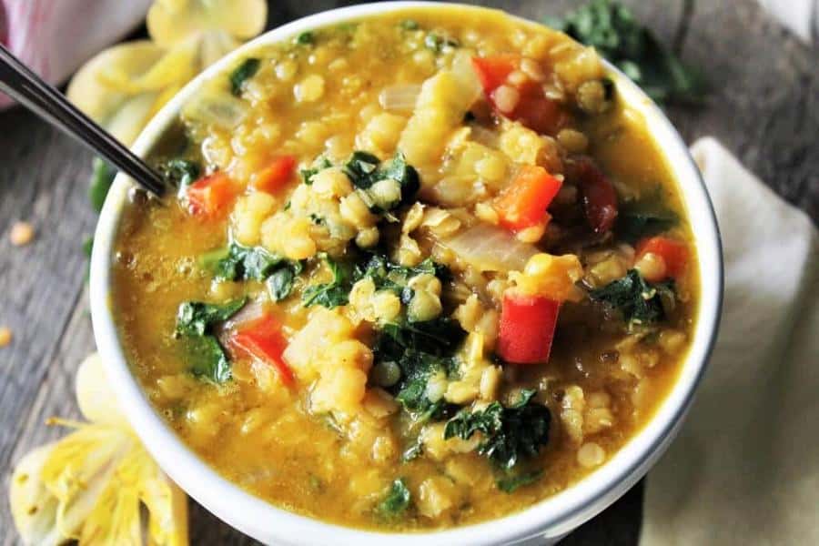 Red Lentil Soup with Pumpkin and Kale