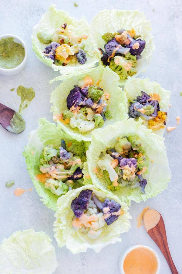 Roasted Cauliflower Cabbage Wraps