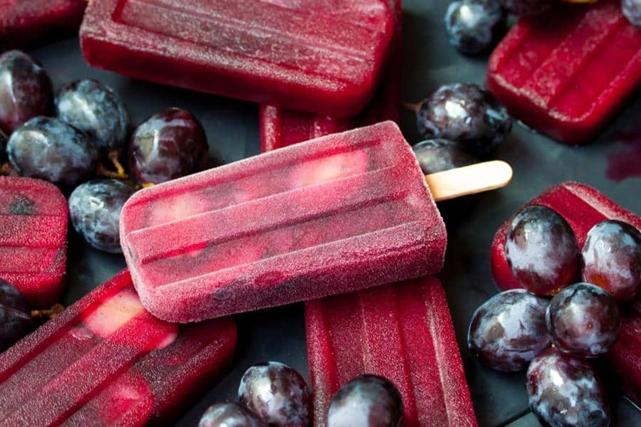 Ruby Red Grape Ice Pops with Whole Fruits