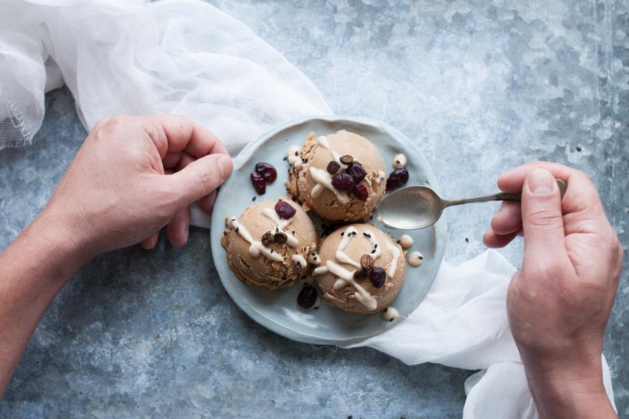 Malawi Coffee Ice Cream with Salted Caramel Swirl