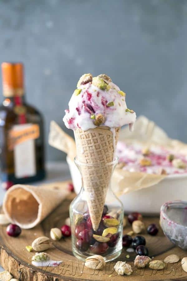 No-Churn Cranberry Cointreau Coconut Ice Cream