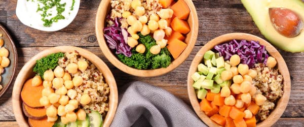 Buddha bowls filled with different ingredients