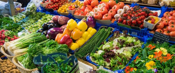 A selection of grocery produce items