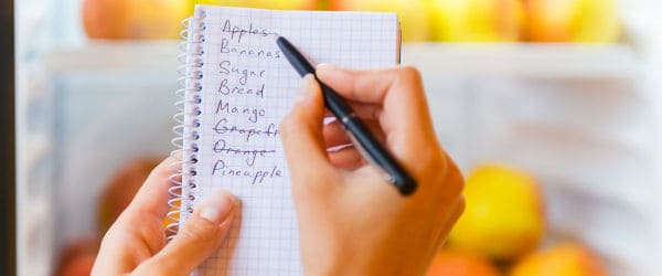 Person maintaining a food grocery list