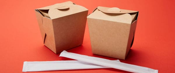 Two boxes of takeaway food