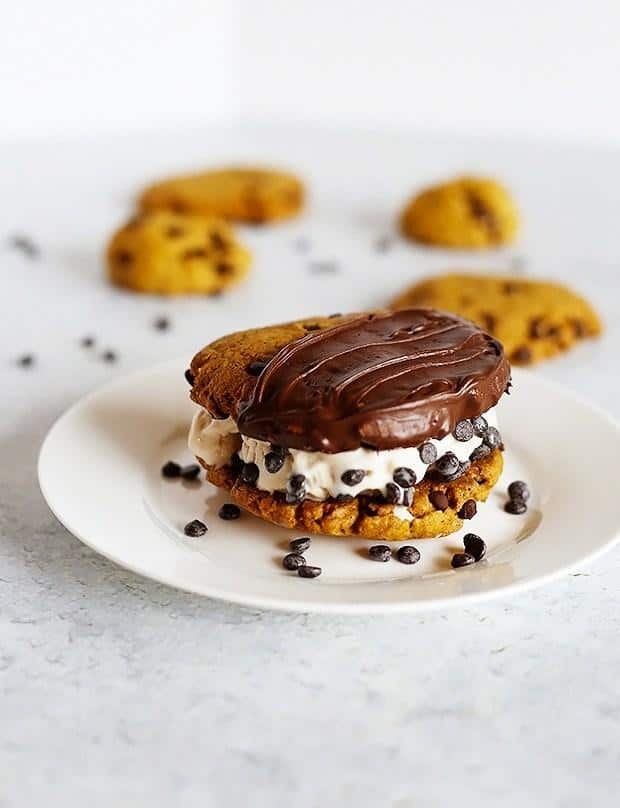 Pumpkin Spice Ice Cream Cookie Sandwich