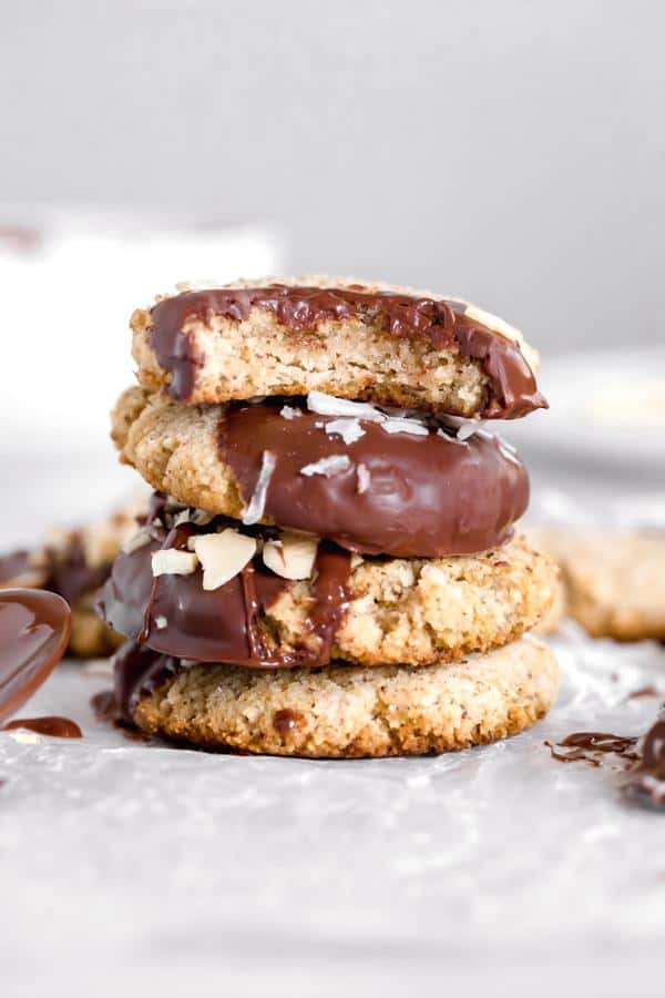 Almond Cookies Dipped in Dark Chocolate (Gluten-Free)
