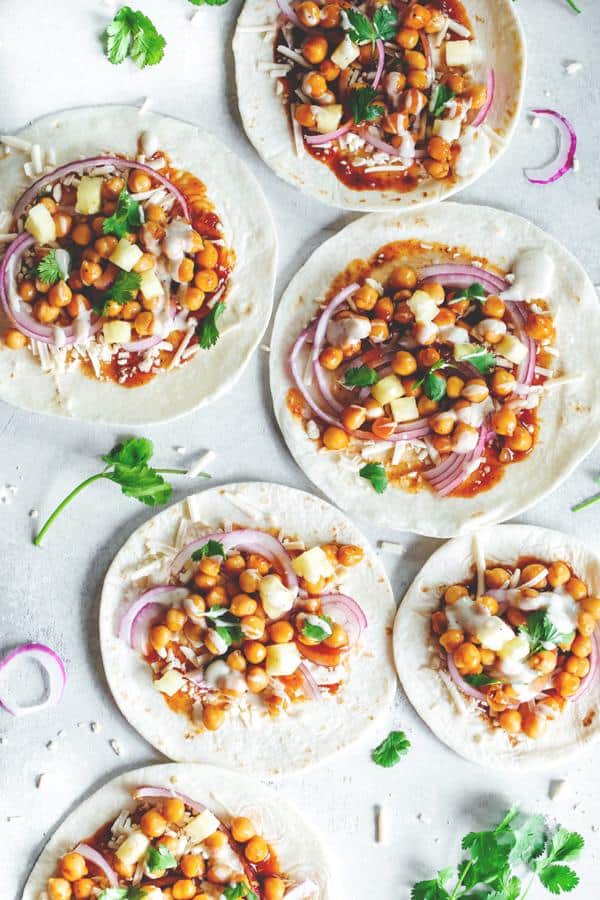 BBQ Chickpea Pizzas