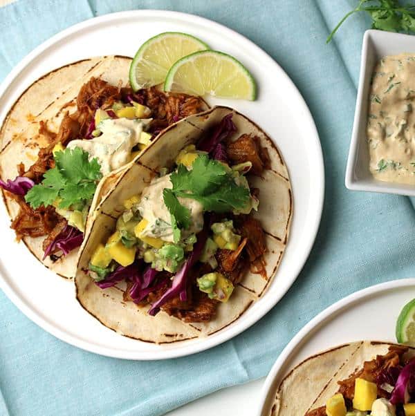 BBQ Jackfruit Tacos with Mango Avocado Salsa