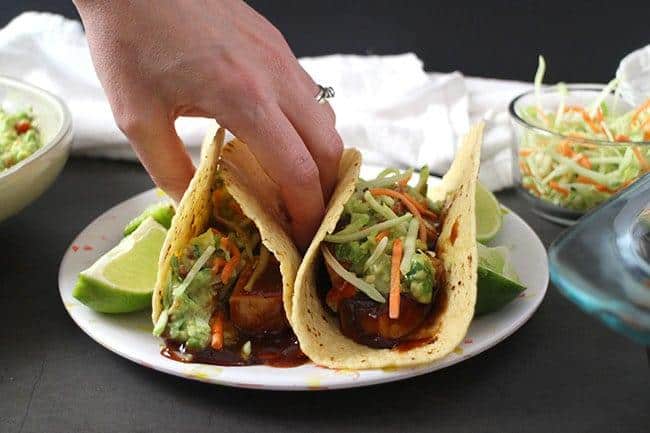 Bbq Tofu Tacos with Pickled Jalapeno Guacamole