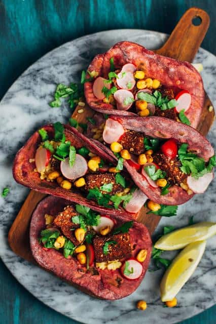 Beetroot Tacos with Blackened Tofu