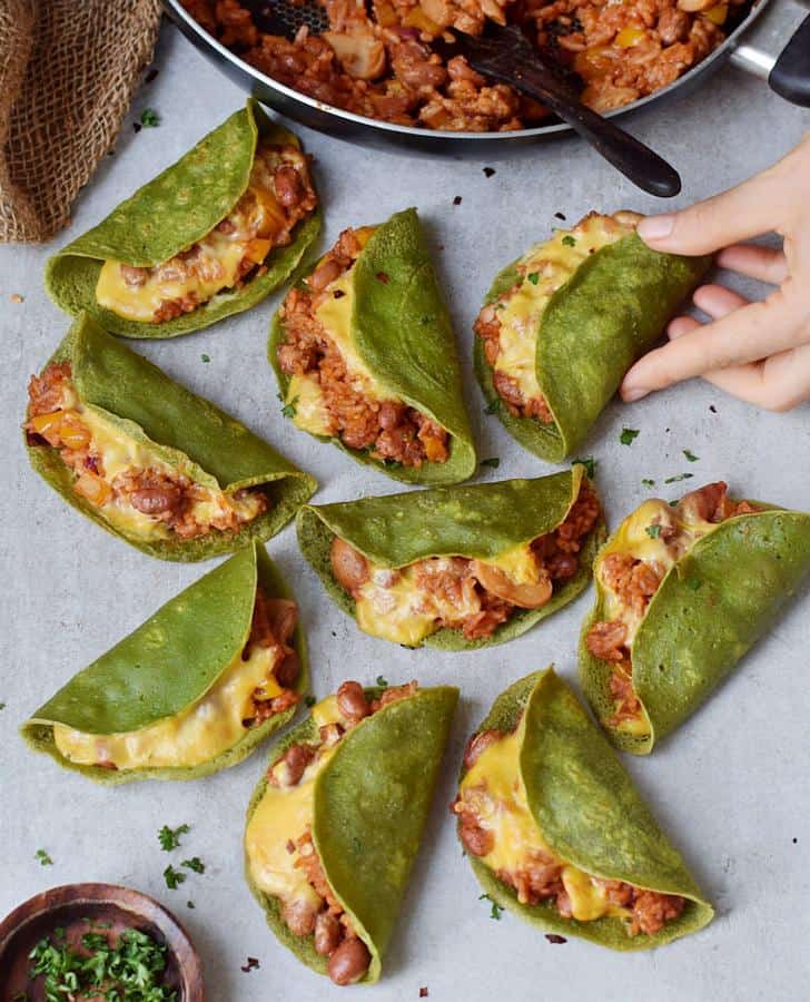 Crispy Oven Baked Spinach Tacos