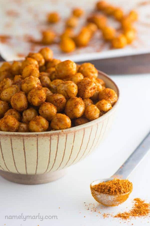 Crispy Spicy Baked Roasted Chickpeas
